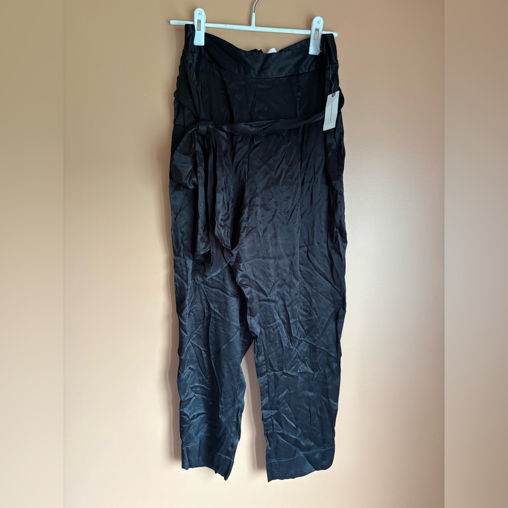 Anthropologie Black Satin Trousers